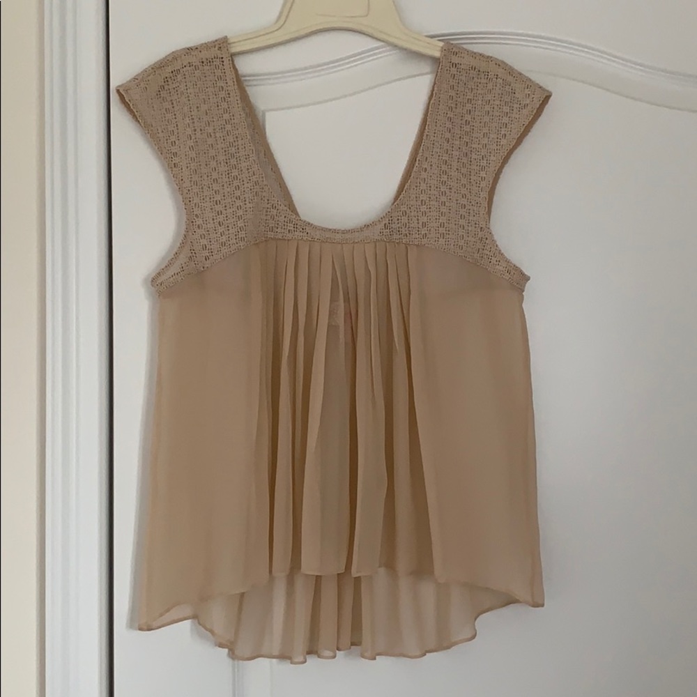 Plenty Tracy Reese Nude Blush Crochet Chiffon Top